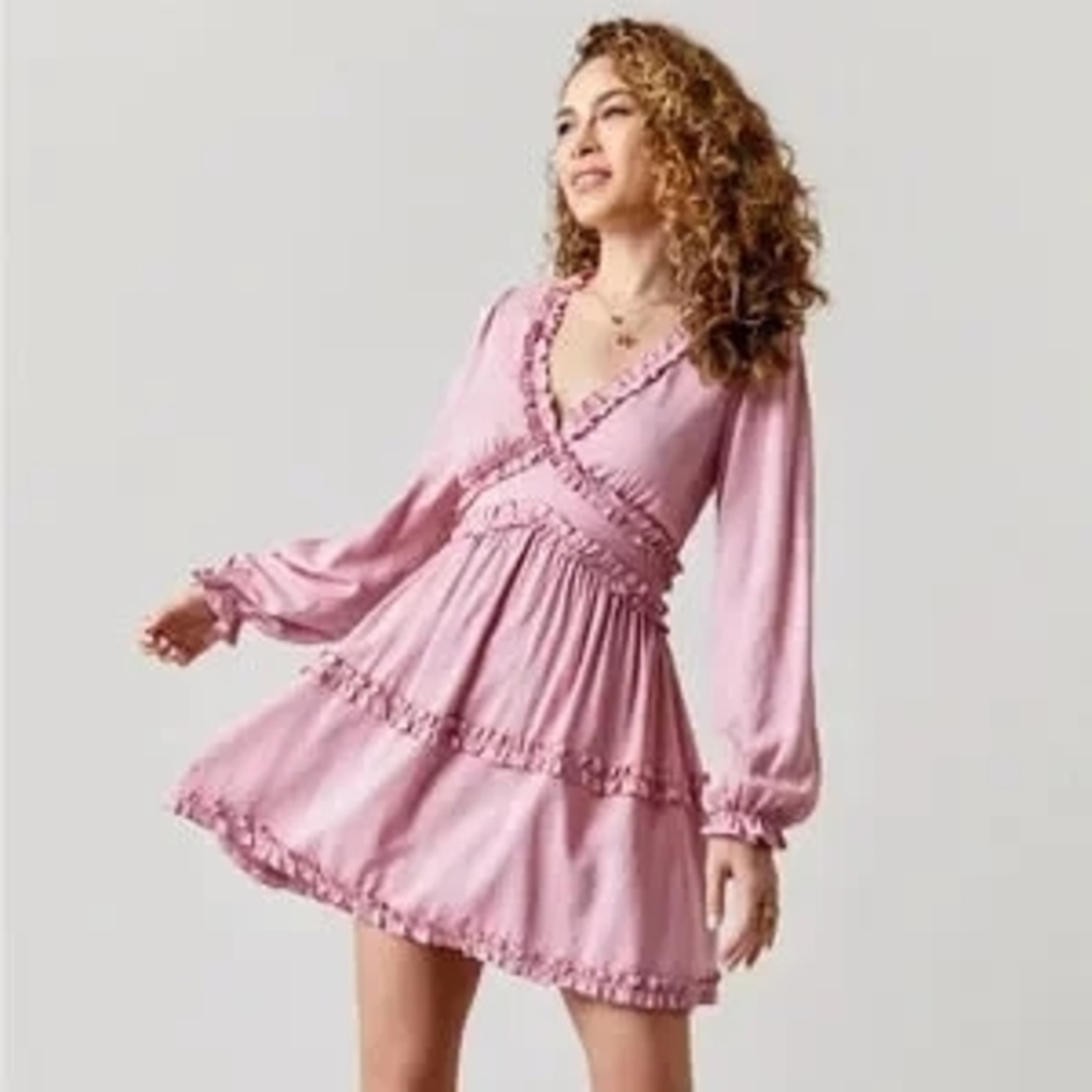 Miami Pink Long Sleeve Mini Dress